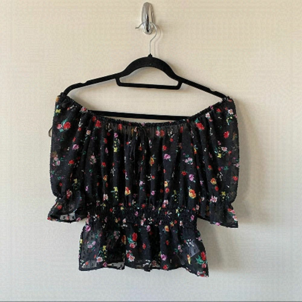 Banana Republic-Crop Floral Off Shoulder Top